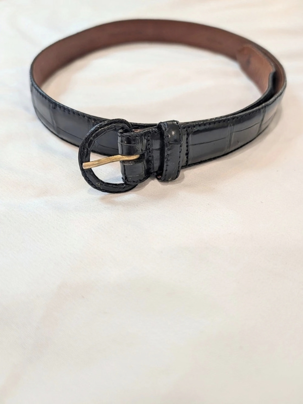 RARE Purple Label Ralph Lauren Genuine Crocodile Leather Belt in Black Size 28